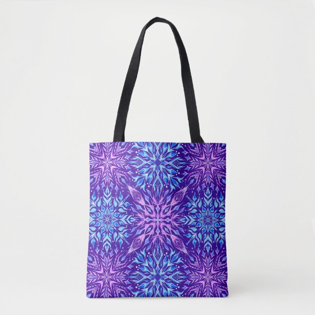Bright crystal snowflakes ornament tote bag (Front)