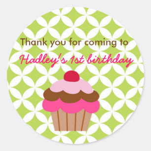 Bright Cupcake Birthday Party favour stickers tag
