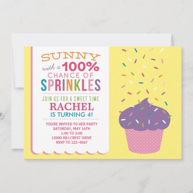 Bright Cupcake Sprinkles Birthday Card (Front)
