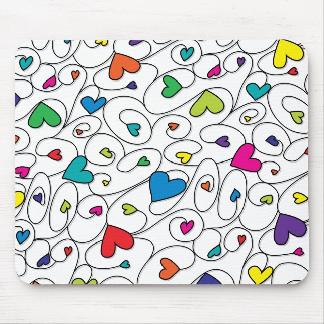 Bright curly hearts mouse pad (Front)