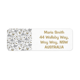 Bright curly hearts return address label