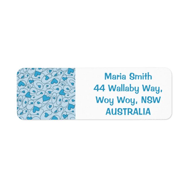 Bright curly hearts return address label (Front)