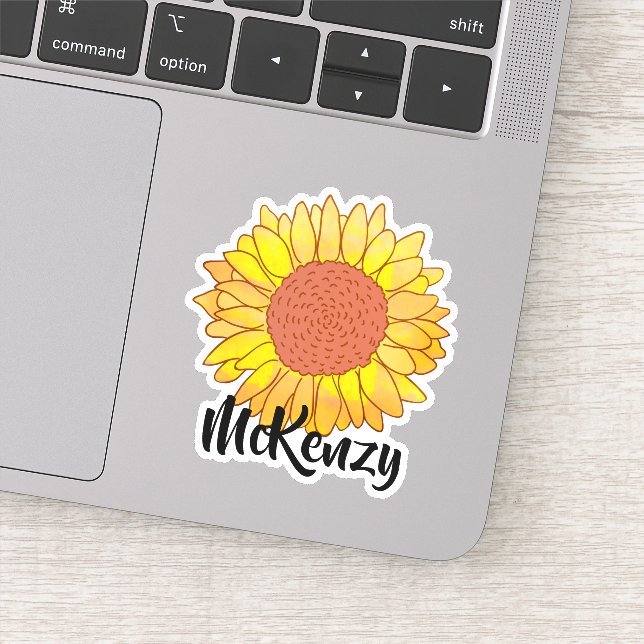 Bright Custom Name Sunflower Sticker (Detail)