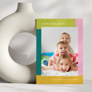 Bright Cute Colourful Christmas Family Photo Holiday Card