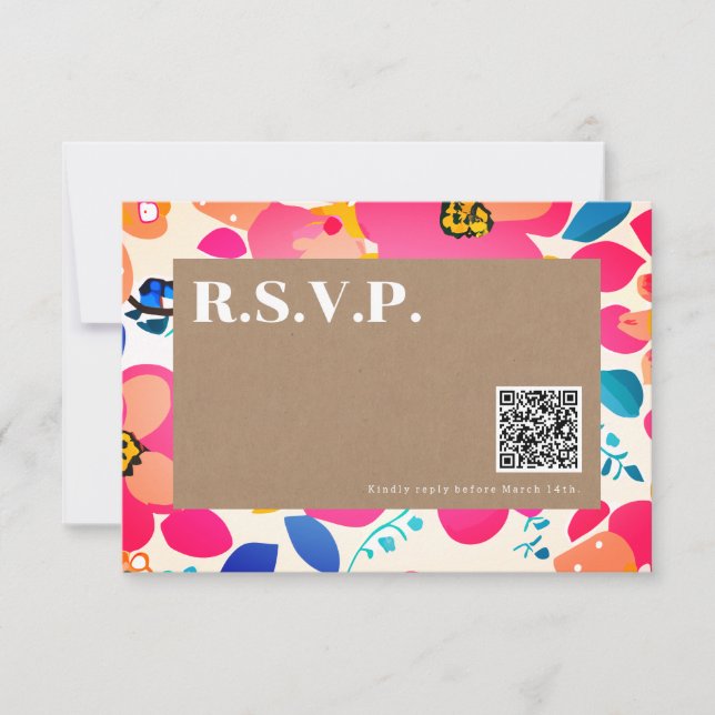 Bright Cutouts Wedding QR Code RSVP Card (Front)