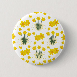 Bright daffodils, seamless pattern 6 cm round badge