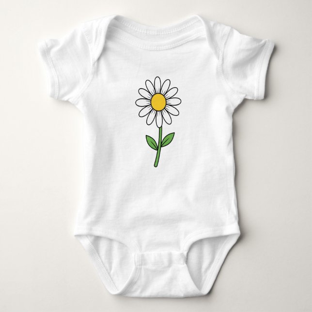 Bright Daisy Flower Whimsical Art Baby Bodysuit (Front)