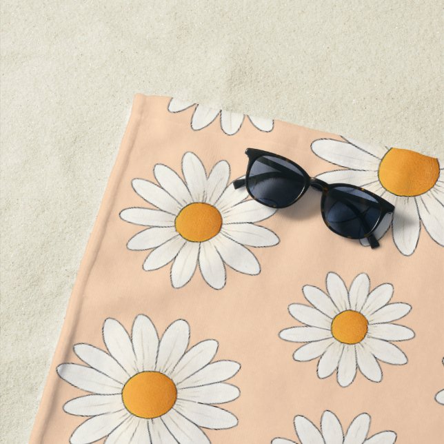 Bright Daisy Pattern – Floral Summer Accessory -  Beach Towel (In Situ)