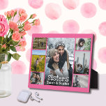 Bright Dark Pink White Text Sisters Photo Collage Plaque<br><div class="desc">Heartfelt gift for your sister or sisters, upload photos of your favourite memories and celebrate the one person who has always been by your side. Dark Pink background can be adjusted to a different colour. Keep the good memories close by, as a reminder of the amazing people in our lives....</div>