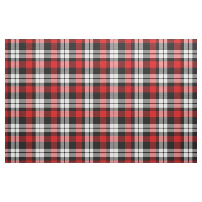 Bright Dark Red Black White Tartan Squares Pattern Fabric (Fat Quarter)