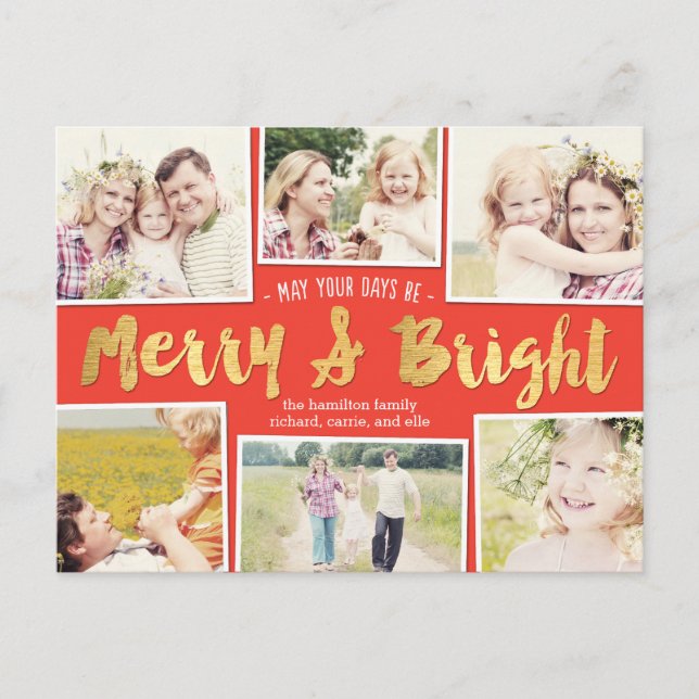 Bright Days Editable Color Collage Holiday Card (Front)