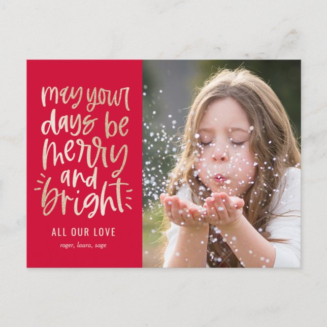 Bright Days EDITABLE COLOR Holiday Card Postcard (Front)