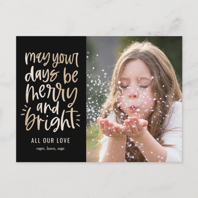 Bright Days EDITABLE COLOR Holiday Card Postcard (Front)