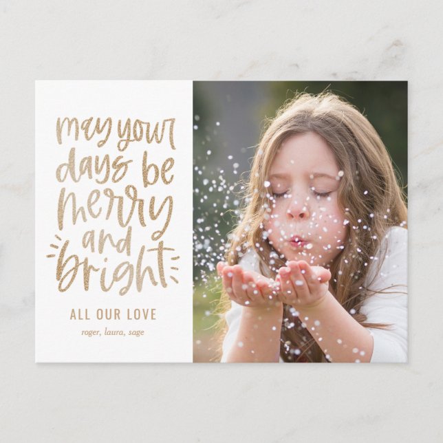 Bright Days EDITABLE COLOR Holiday Card Postcard (Front)