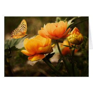 Bright Deep Yellow Flowers with Butterfly Blank
