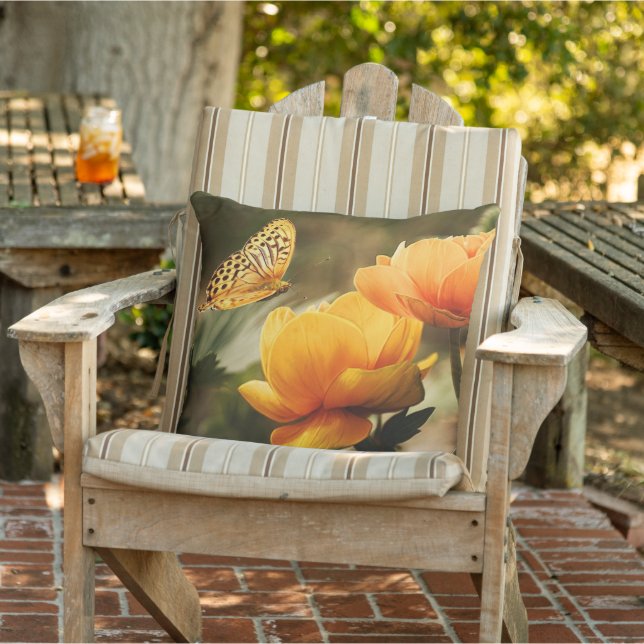 Bright Deep Yellow Flowers with Butterfly Cushion (Chair)