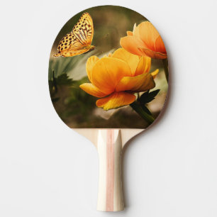 Bright Deep Yellow Flowers with Butterfly Ping Pong Paddle