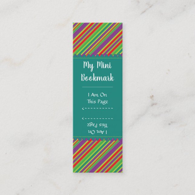 Bright Diagonal Stripe Pattern Mini Page Marker Business Card (Front)