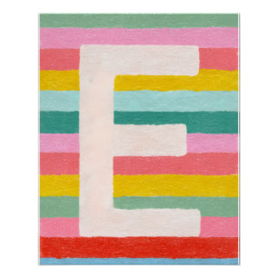 Bright Dopamine Decor Monogram Letter E Poster