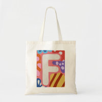 Bright Dopamine Decor Monogram Letter F Tote Bag