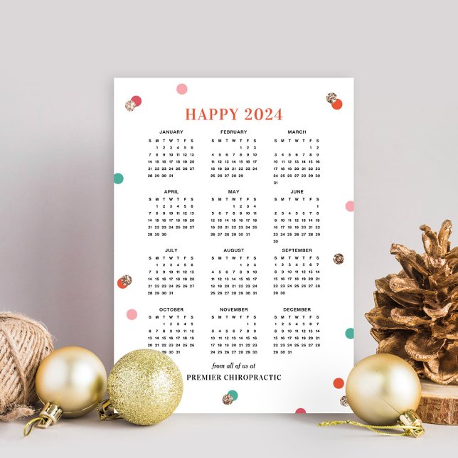 Bright Dots 2024 Calendar Business Holiday Card (Creator Uploaded)