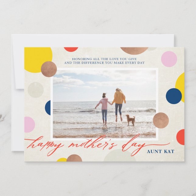 Bright Dots Happy Mother's Day Aunt Photo Holiday Card (Front)