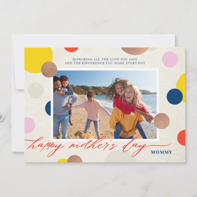 Bright Dots Happy Mother's Day Mommy Photo Holiday Card (Front)