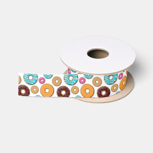 Bright Doughnut Whimsical Pattern Satin Ribbon (Spool)