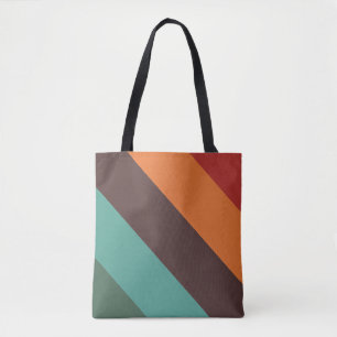 Bright Earthy Colors Wide Diagonal Stripe Tote Bag