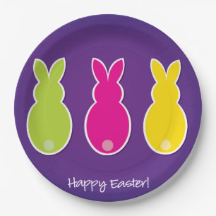 Bright Easter Bunny Silhouette Paper Plate