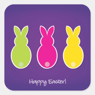 Bright Easter Bunny Silhouette Square Sticker