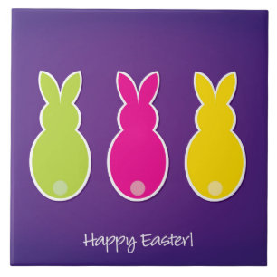 Bright Easter Bunny Silhouette Tile