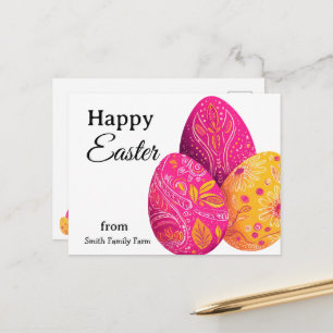 Bright Easter Eggs In Pink and Yellow Postcard