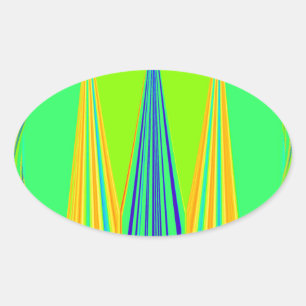 Bright Edgy Geometrical Neon  Pattern Art Design Oval Sticker