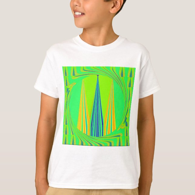 Bright Edgy Geometrical Neon  Pattern Art Design T-Shirt (Front)