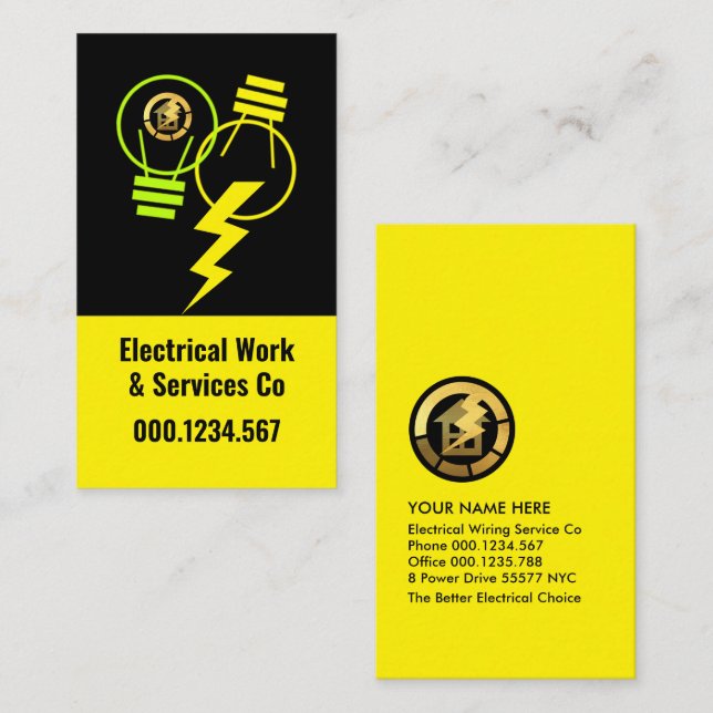 Bright Electrical Lightning Bulbs Business Card (Front/Back)