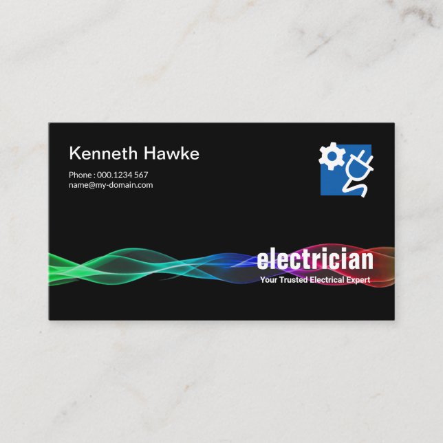 Bright Electrical Lightning Electrician Business Card (Front)