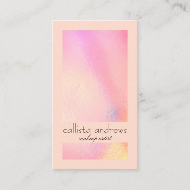 Bright Elegant Holographic Iridescent Colour Block Business Card (Front)