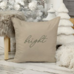 Bright • Elegant Minimal Beige Velvet Christmas  Cushion<br><div class="desc">Throw pillow features handwritten font and simple minimalist design with a velvet texture appearance. View the collection link on this page to see all of the matching items in this beautiful design or see the collection here: https://bit.ly/3Be0KHr</div>
