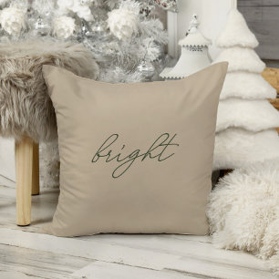 Bright • Elegant Minimal Beige Velvet Christmas  Cushion