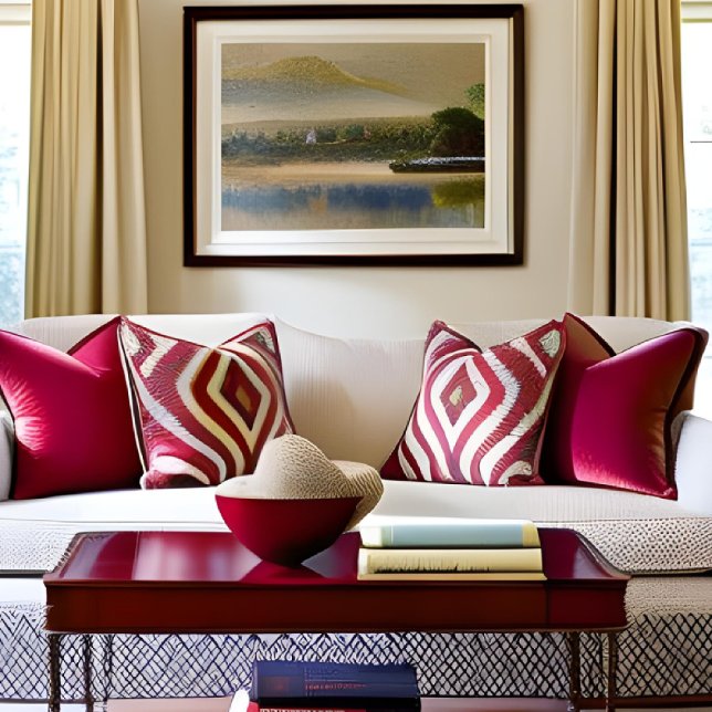 Bright Elegant Red and White Star Cushion (Creator Uploaded)