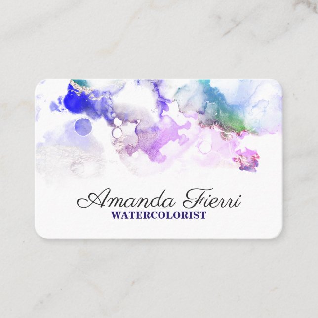 Bright Elegant Watercolorist Colourful Artist Business Card (Front)