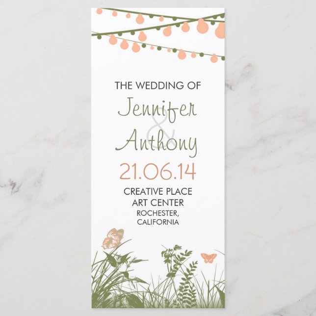 bright elegant wildflowers wedding programs (Front)