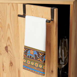 Bright elephants kitchen towel