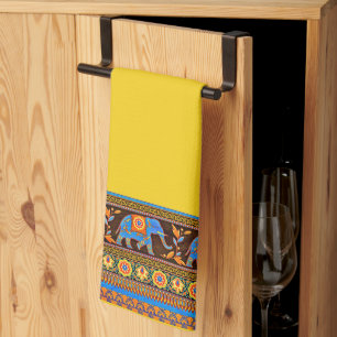 Bright elephants kitchen towel