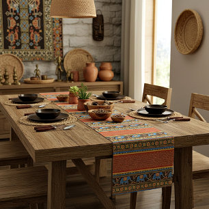 Bright elephants short table runner