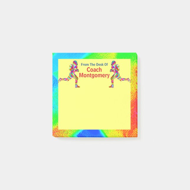 Bright Energetic Football Theme for Coach Post-it Notes (Front)