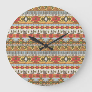 Bright ethnic seamless pattern, colourful. large clock