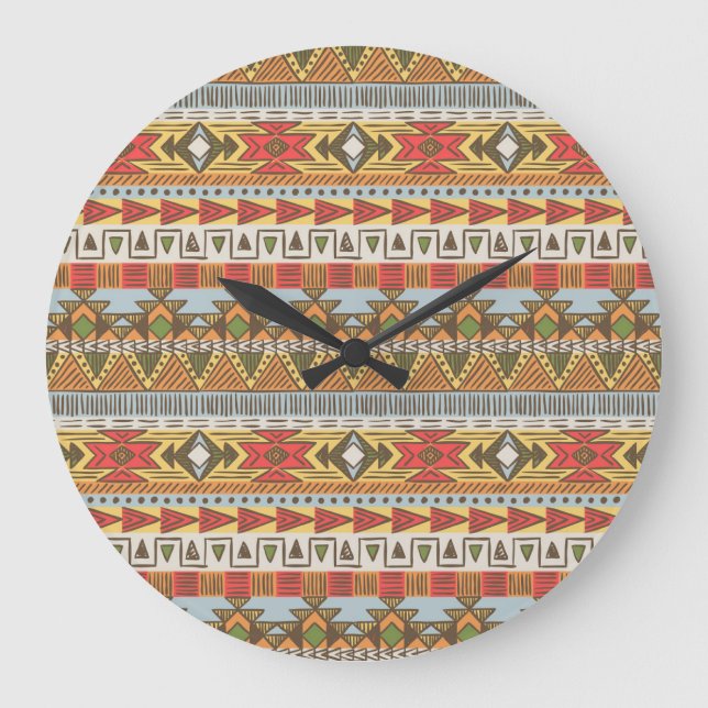 Bright ethnic seamless pattern, colourful. large clock (Front)
