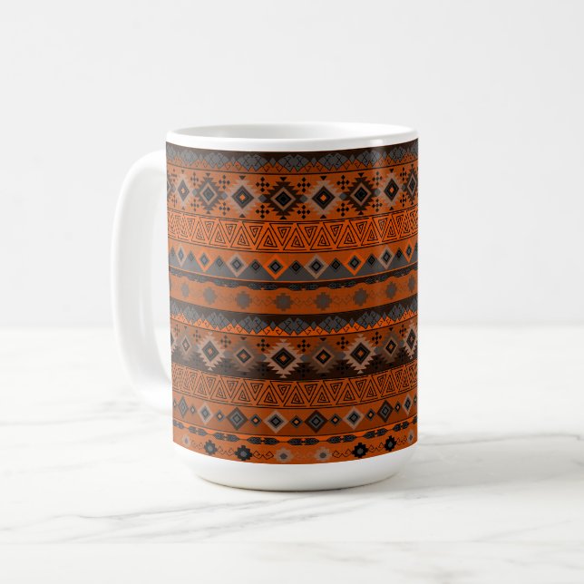 Bright ethnic striped pattern. coffee mug (Front Left)